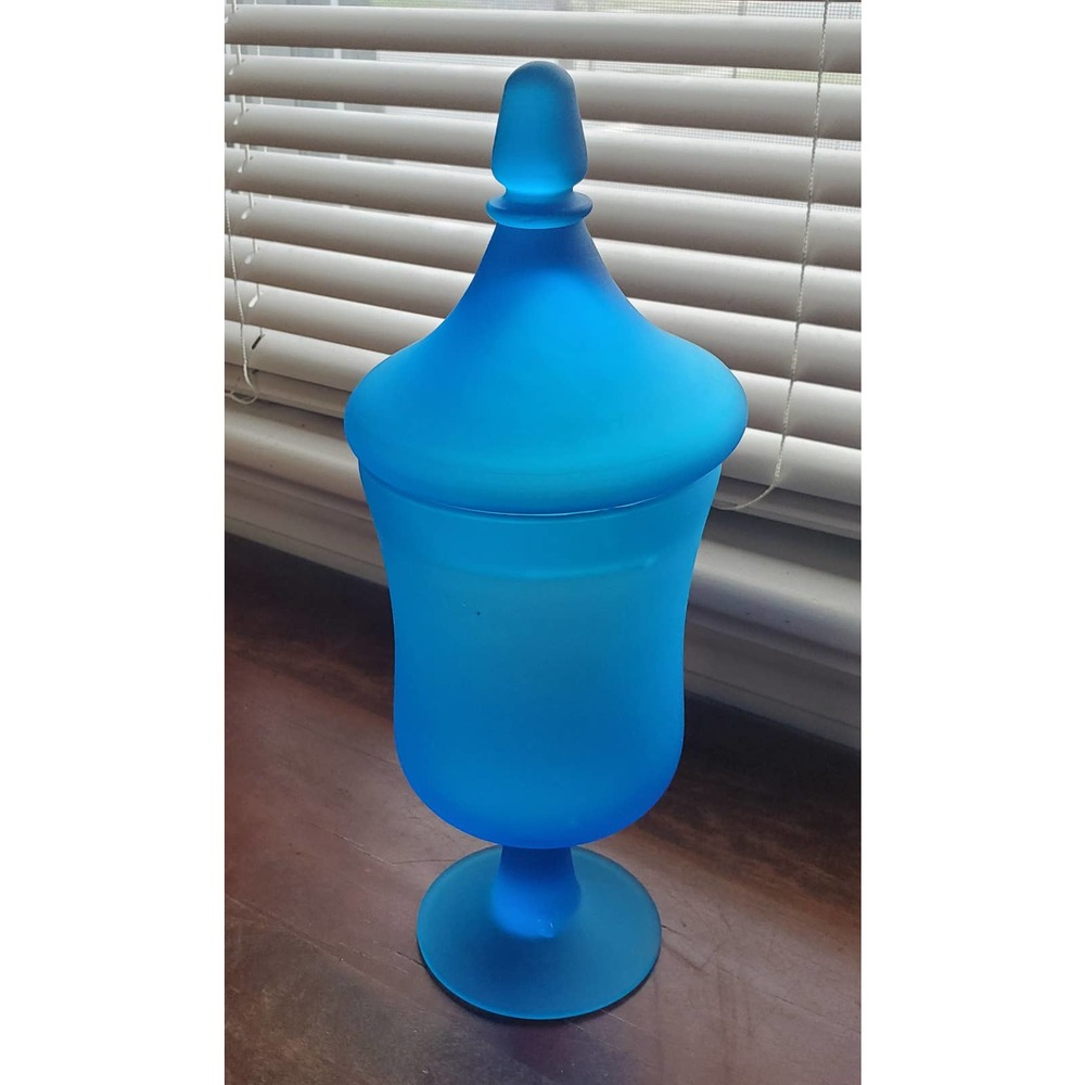 RARE Carol Moretti Rosenthal Netter Satin Blue Glass Apothecary Jar